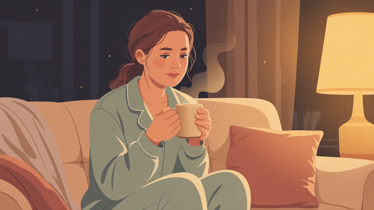 Mom sitting quietly at night, reflecting on whether she is a bad mom