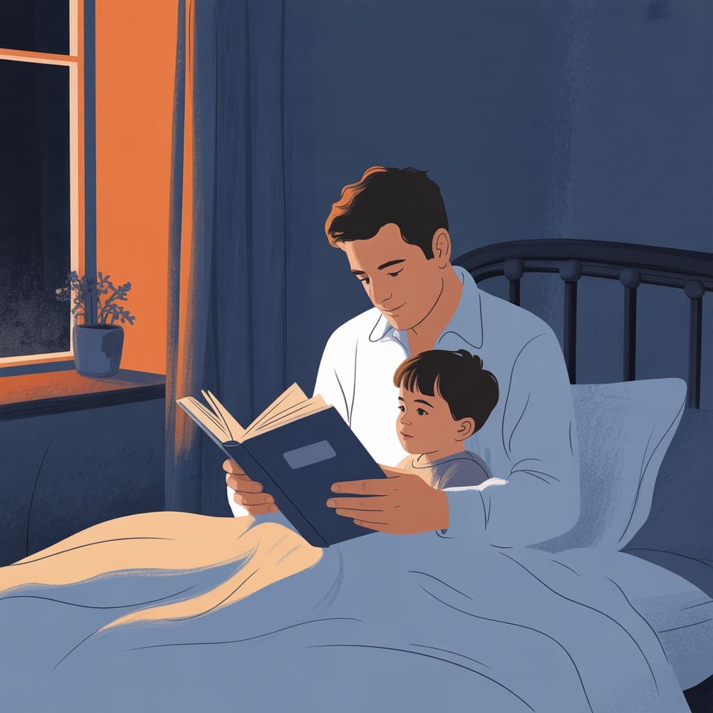 Minimalist illustration about feeling like a good enough dad