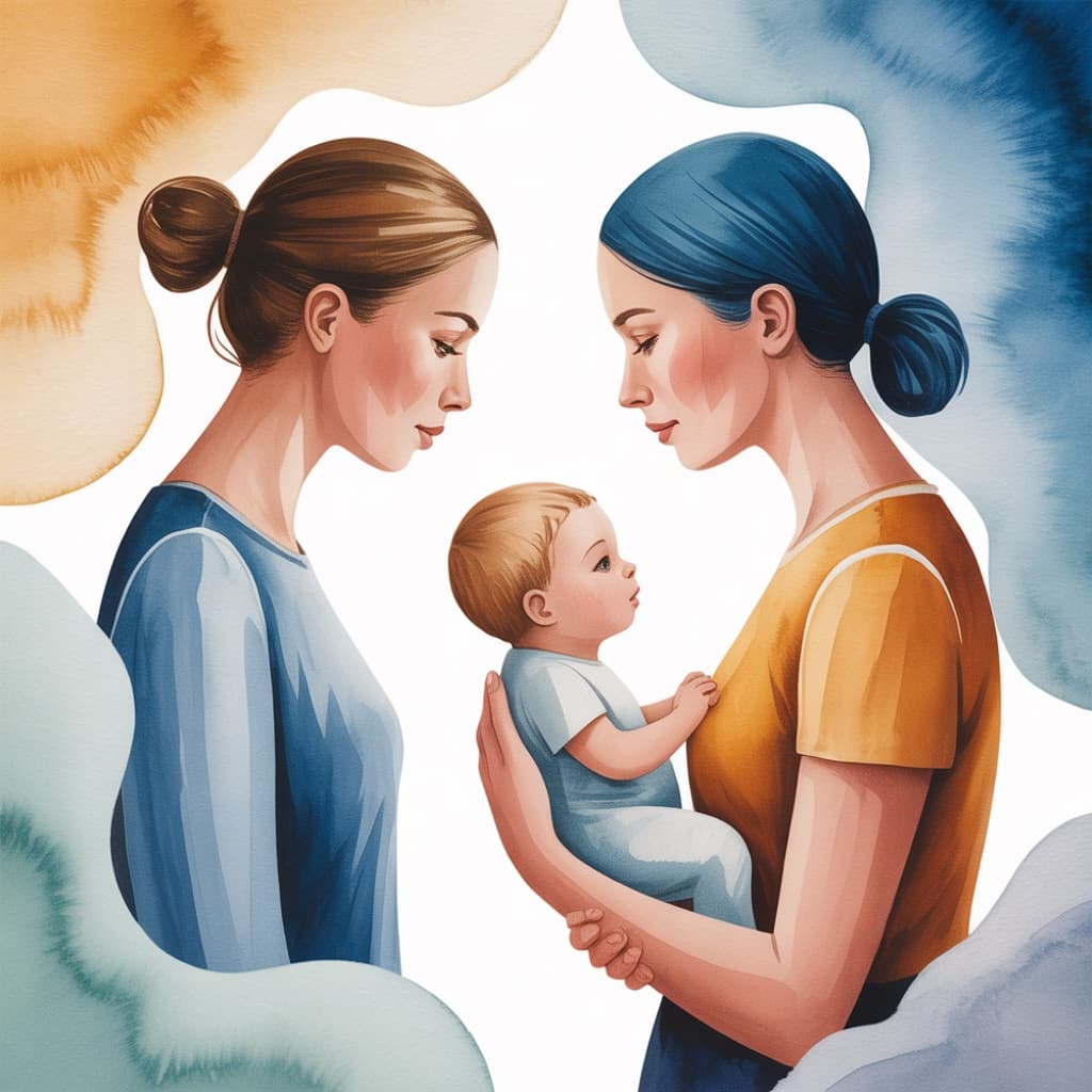 Abstract illustration of a parent experiencing identity shift and loneliness