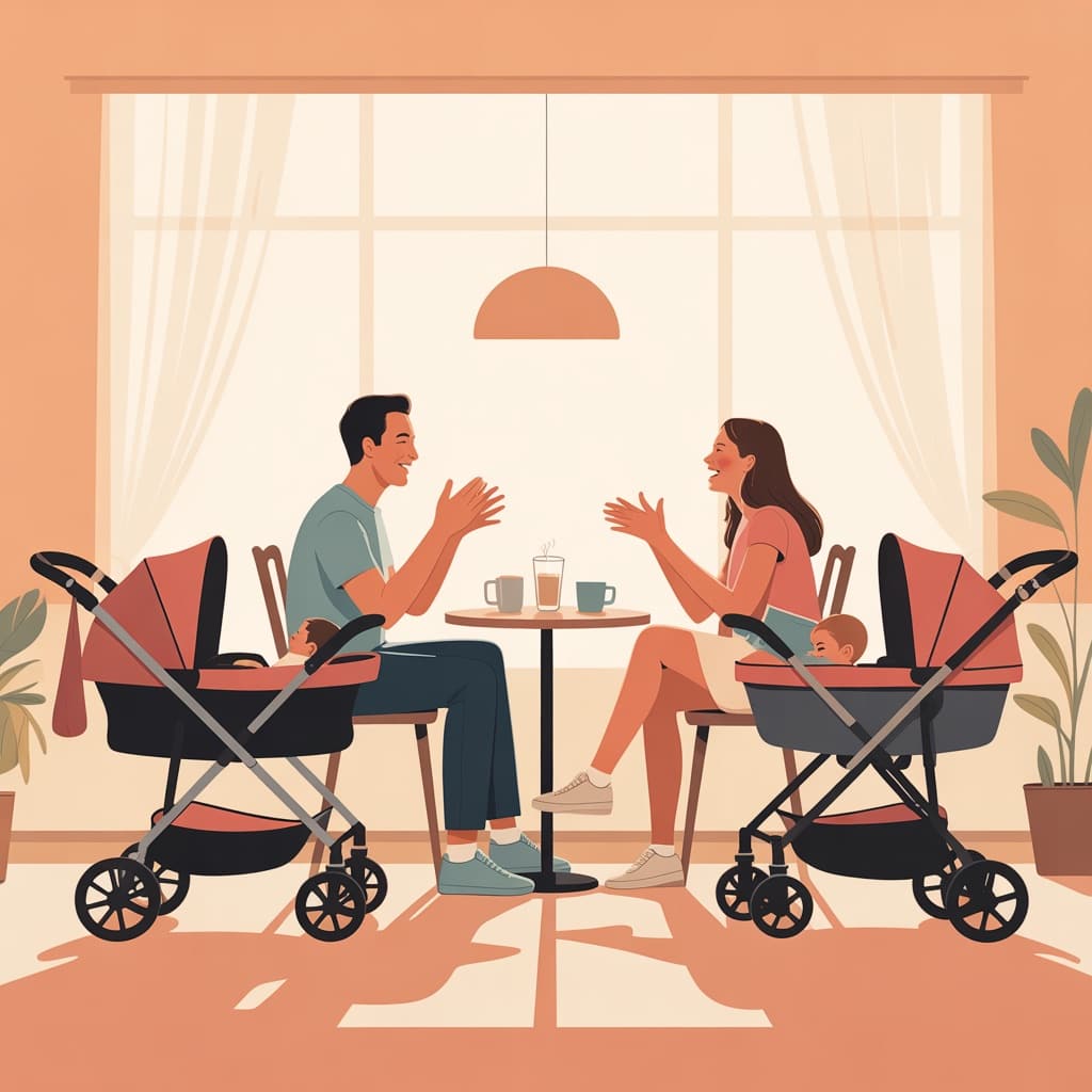 Two parents sharing a warm moment of connection and support