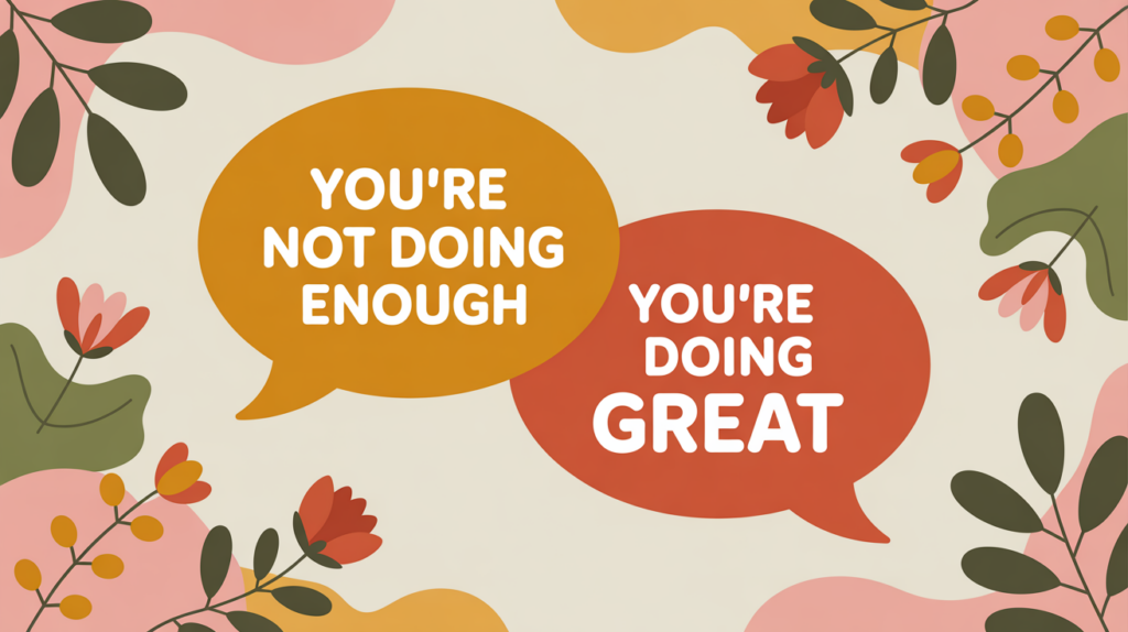 illustration representing the internal conflict of mom guilt