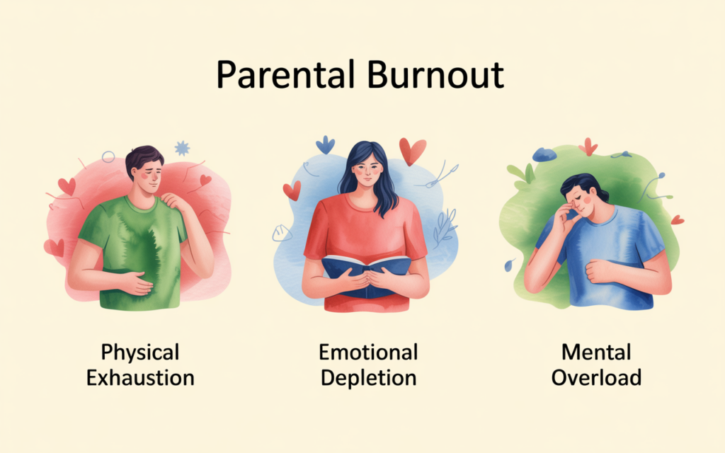 Three types of parenting exhaustion: physical, emotional, and mental