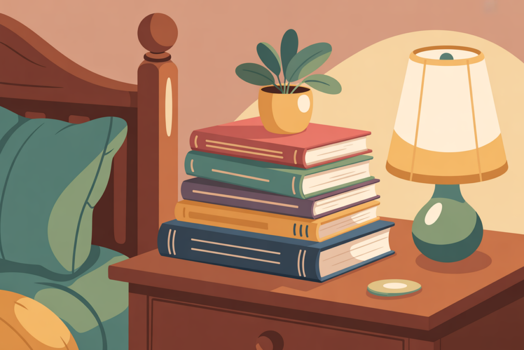 a stack of parenting and self-help books for moms dealing with guilt