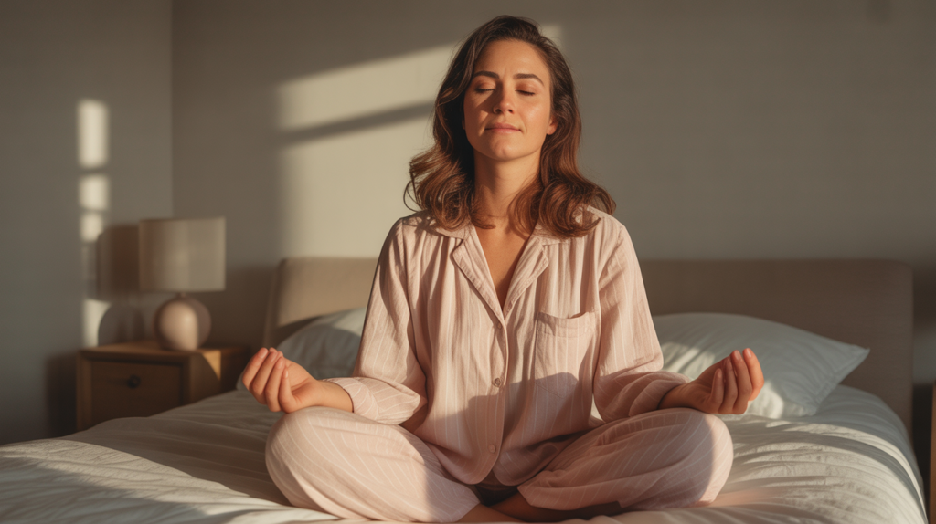 A parent practicing a moment of mindfulness to recover from parenting exhaustion