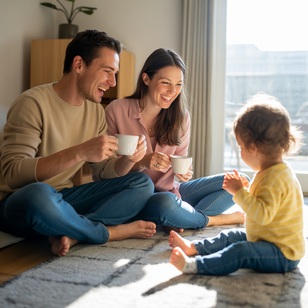 two parents laughing together